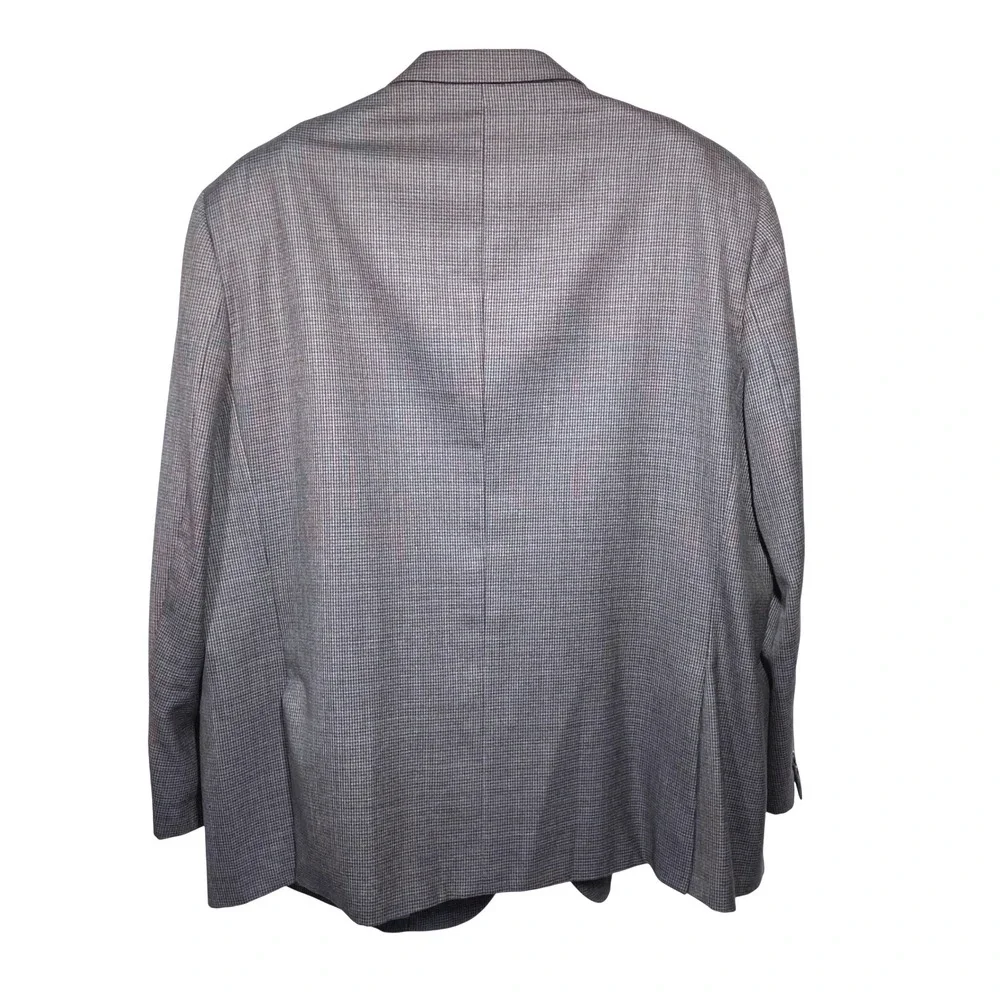 Pronto Uomo Platinum Mens 54R Wool Blazer Sport Coat Grey Blue Houndstooth *READ